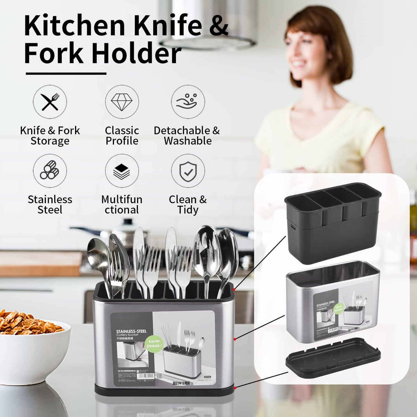 STAINLESS STEEL CUTLERY HOLDER