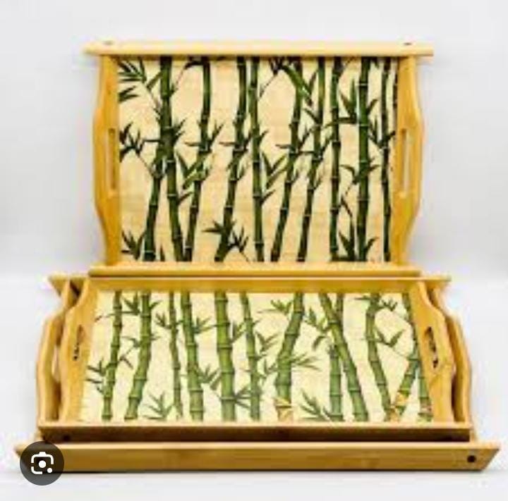 BAMBOO WOODEN SERVING TRAY SET (3Pcs)