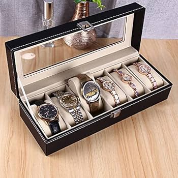 LEATHER WATCH BOX ORGANIZER CASE(6 grid)
