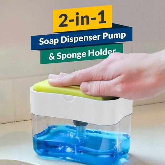 SOAP PUMP DISPENSER AND SPONGE CADDY (2-in 1)