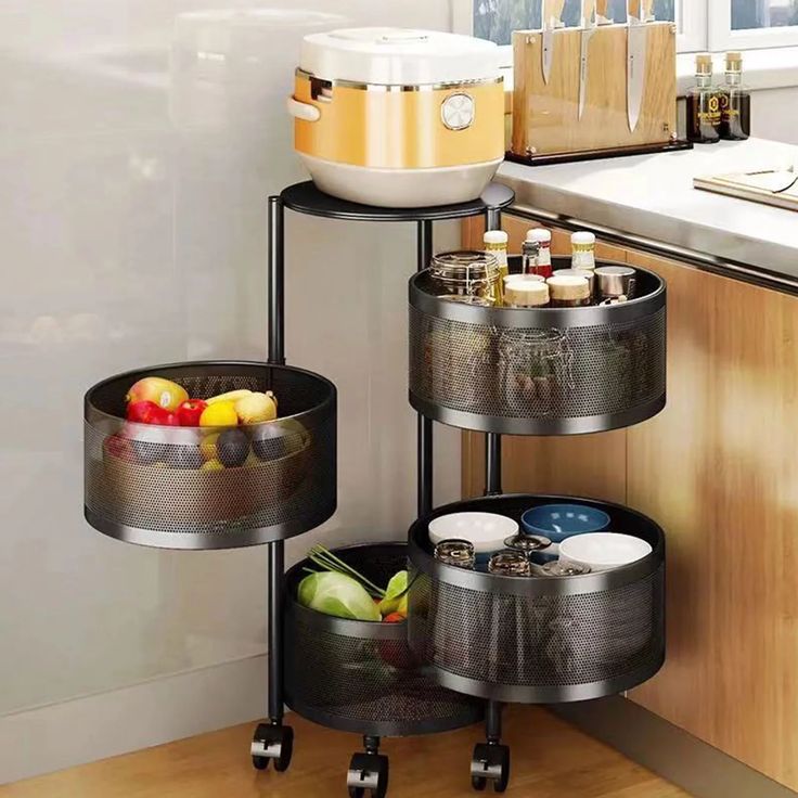 4 LAYER FLOOR STANDING KITCHEN STORAGE RACK