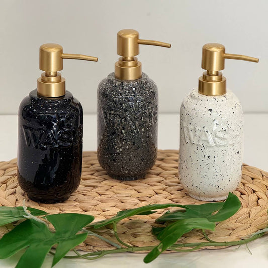 CERAMIC SOAP DISPENSERS WITH GOLD TONE PUMPS