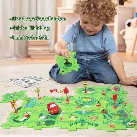 KIDS PUZZLE ROAD TRACK TOY SET (25 PCs)