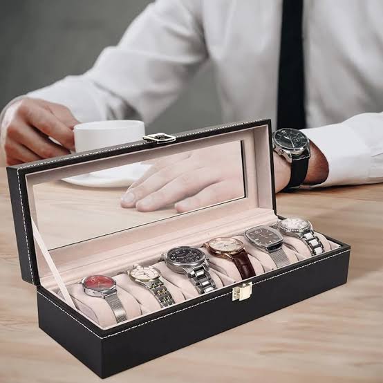 LEATHER WATCH BOX ORGANIZER CASE(6 grid)