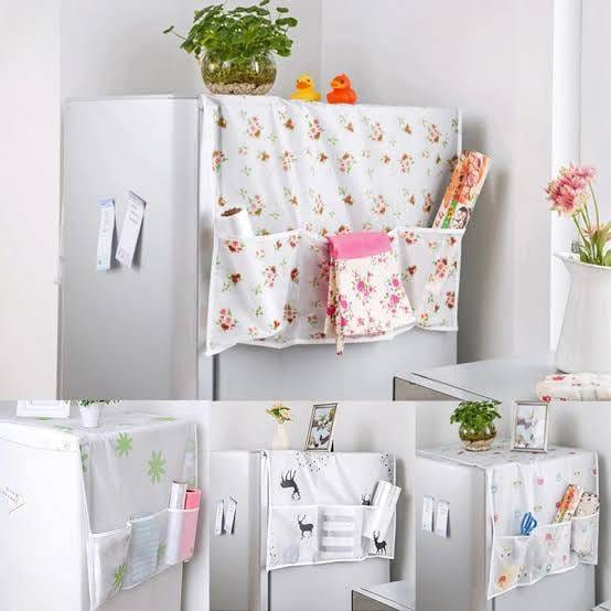 DUST PROOF FRIDGE COVER WITH STORAGE POCKETS