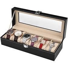 LEATHER WATCH BOX ORGANIZER CASE(6 grid)